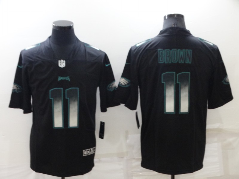 Men's Black Philadelphia Eagles #11 A. J. Brown Smoke Fashion Limited Stitched Jersey